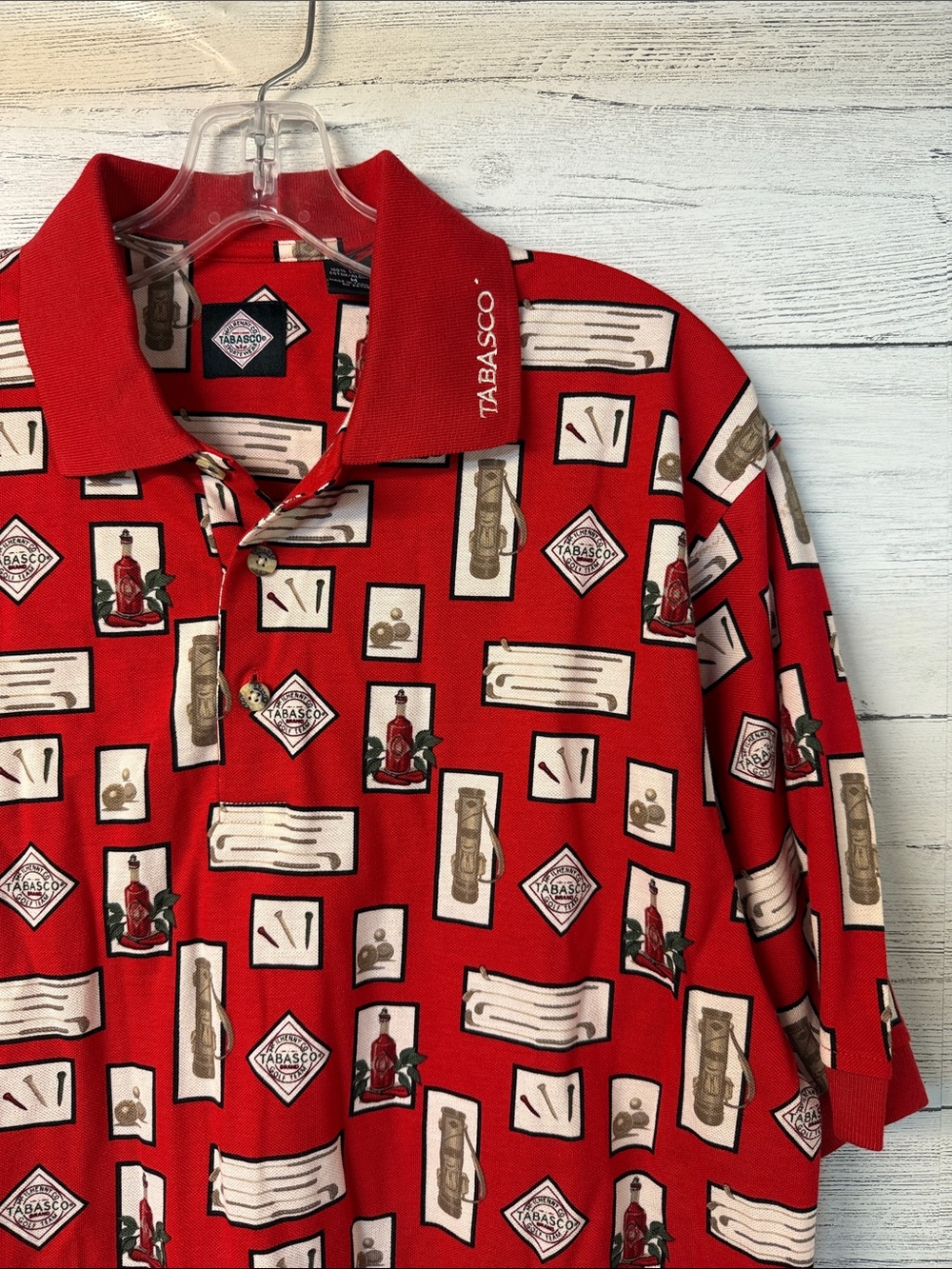 Mens Tabasco Red Graphic Polo Golf Shirt